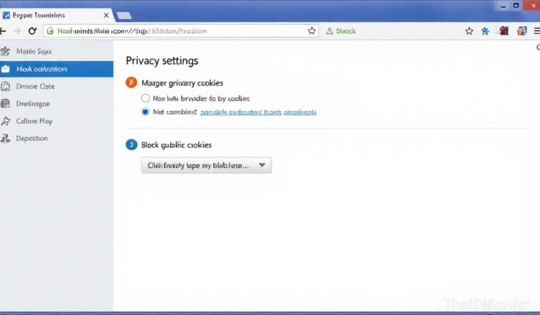 Ρυθμίσεις απορρήτου σε ένα πρόγραμμα περιήγησης, που δείχνουν επιλογές για τη διαχείριση cookies